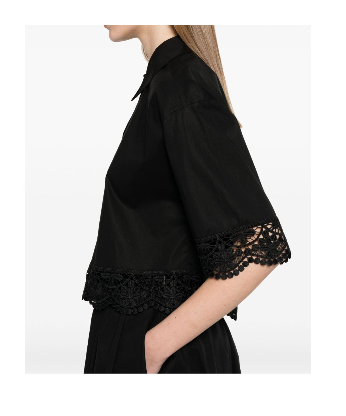 Shop Twinset Lace-trim Shirt