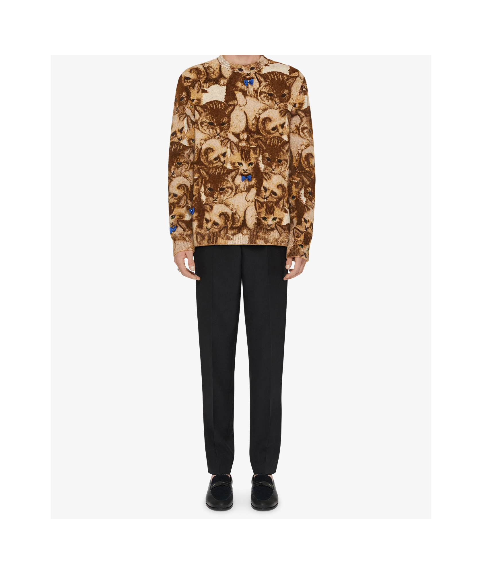 GIVENCHY SWEATER IN CAT JACQUARD WITH CRYSTALS DETAILS