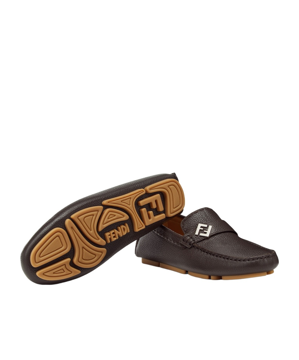 Fendi Ff-detail Leather Loafers In Black