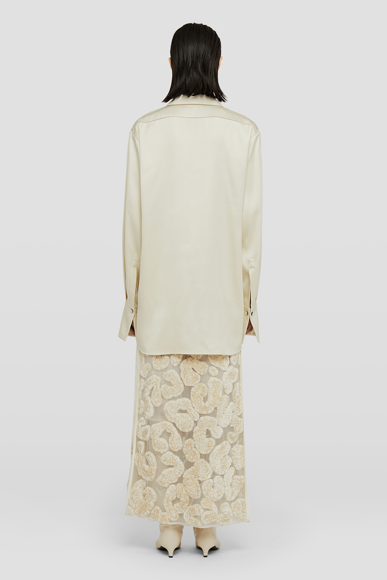Jil Sander Pointed-collar Satin Shirt In White