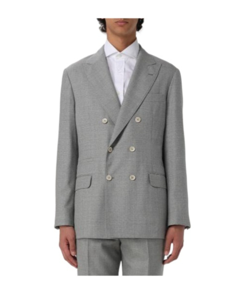 Brunello Cucinelli Long Sleeved Suit Jacket In Gray