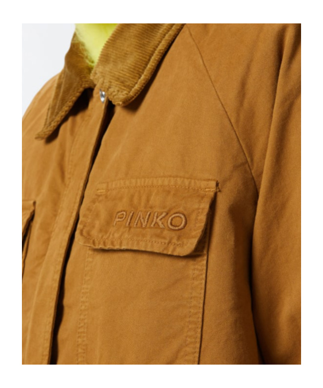 Pinko Pea Jacket With Corduroy Collar In Brown