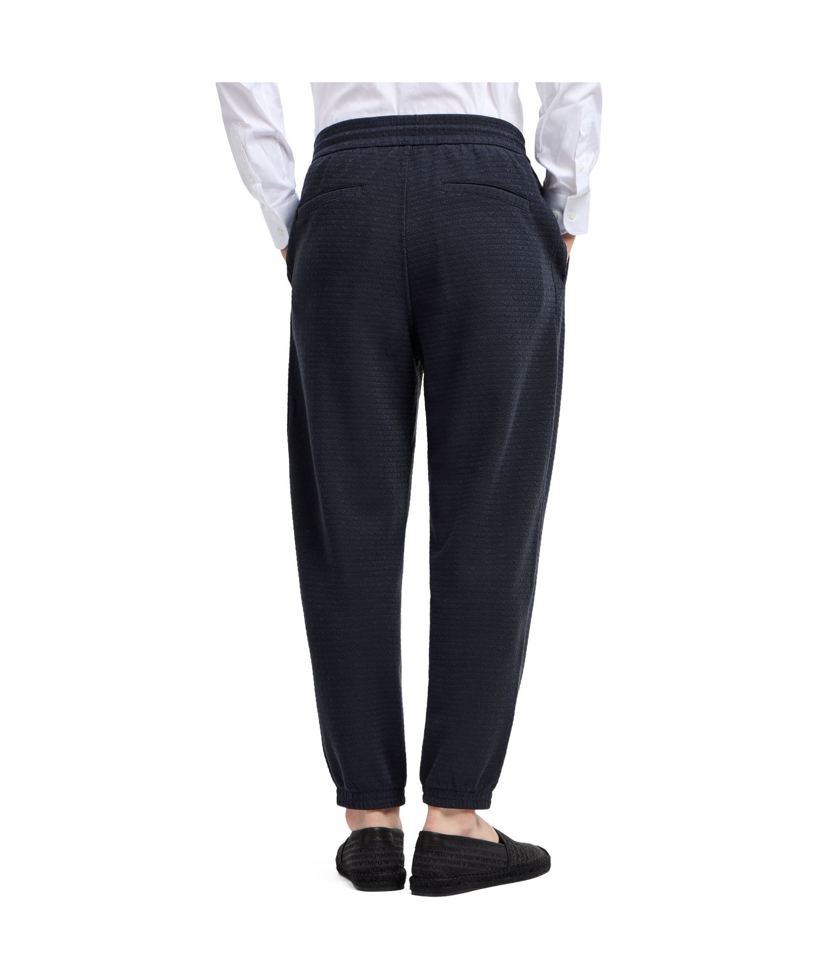 Emporio Armani Asv Lyocell Blend Jersey Joggers With All-over Lettering In Black