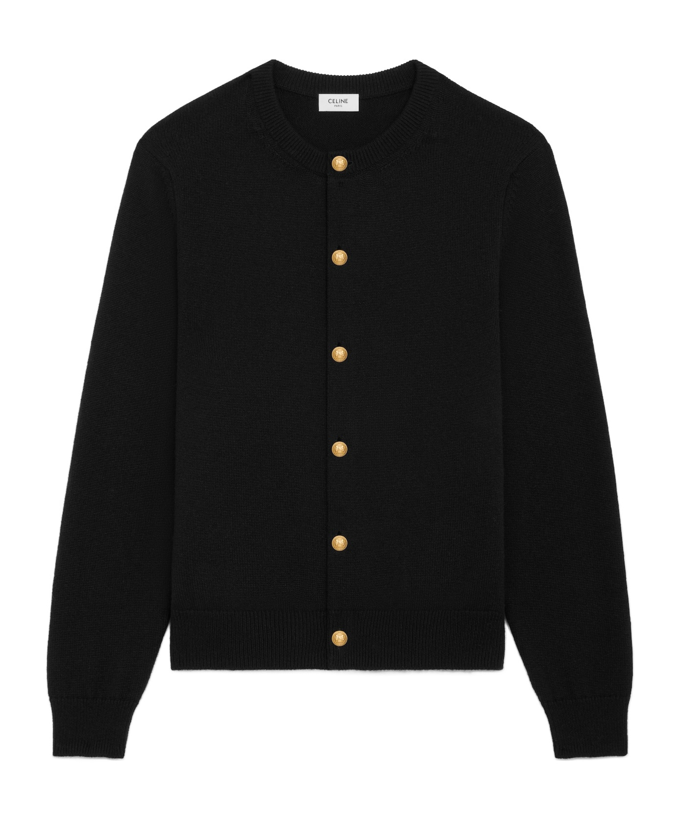 Celine Long-sleeved Cashmere Cardigan In Black
