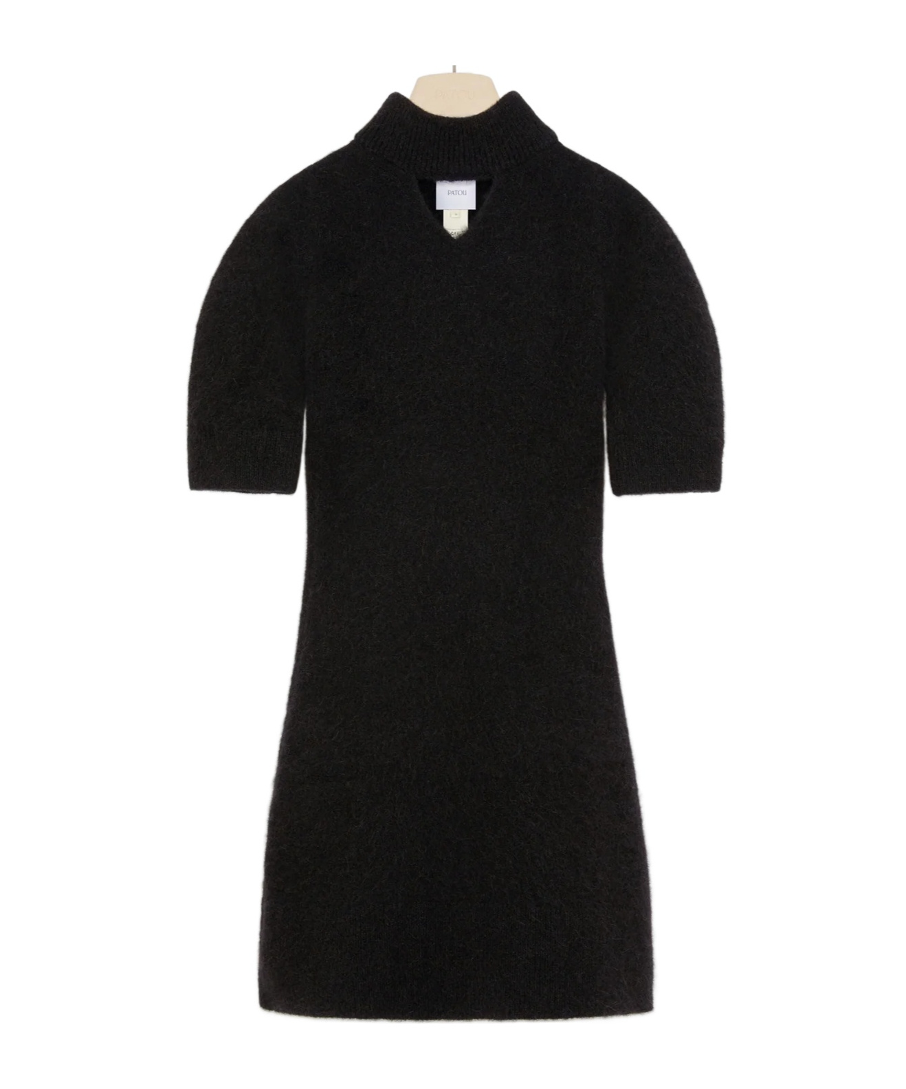 Patou Cut-out Mini Dress In Sustainable Alpaca Blend In Black