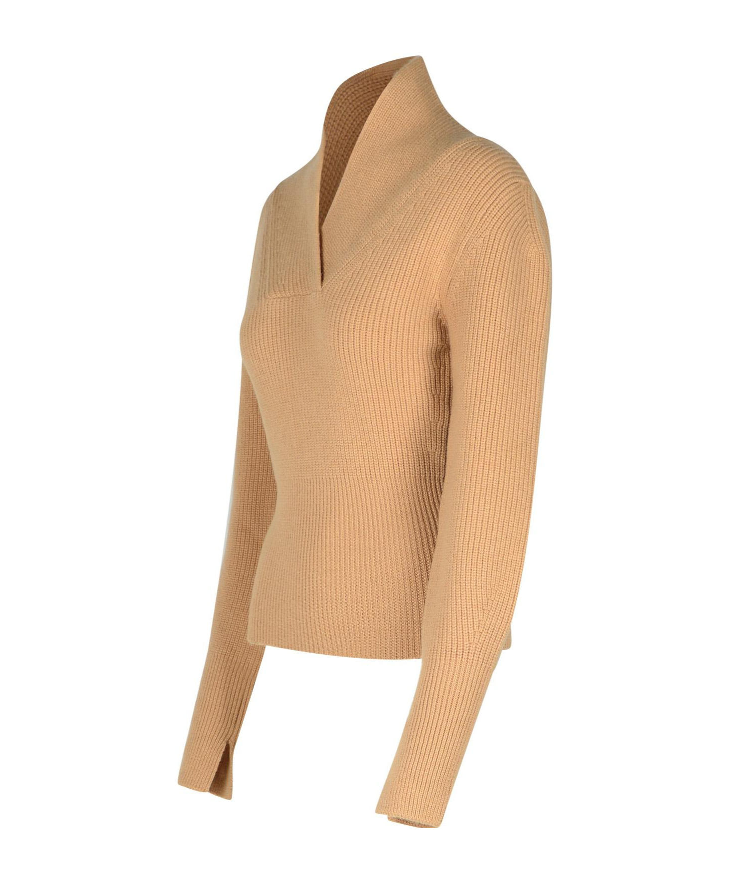 Shop Patou Split Cuffs Knit Sweater In Nude