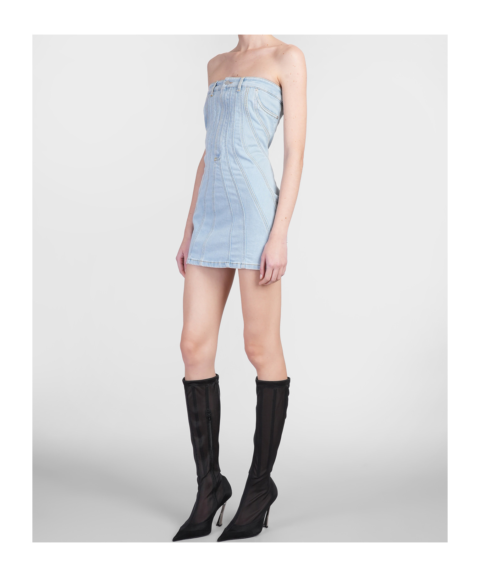 Mugler Mini Dress In Blue