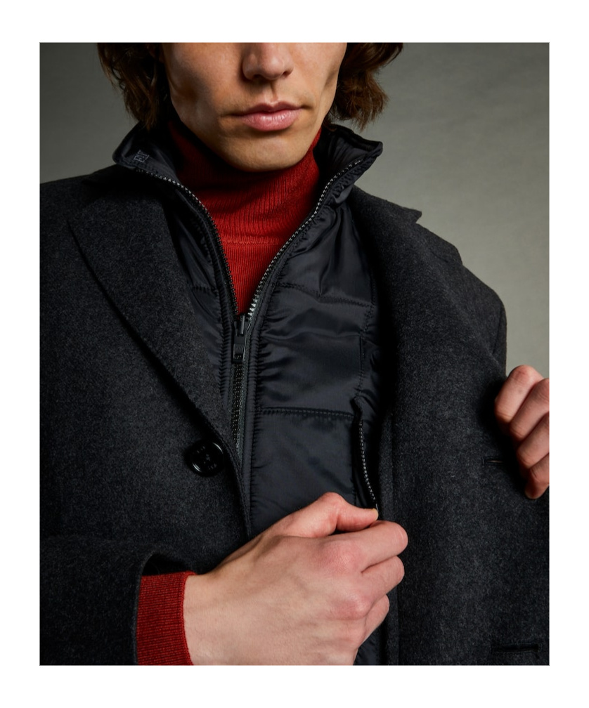Fay Easy Db Single-breasted Layered Coat In Black