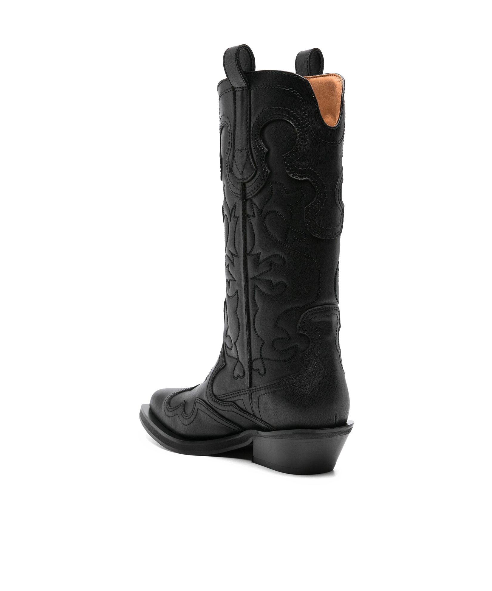 Ganni Embroidered Western Boots Women In Black