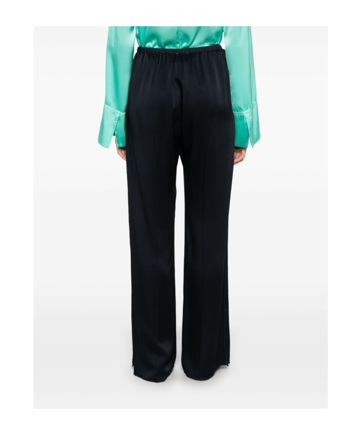 Forte Forte Dark Blue Straight Leg Trousers In Black
