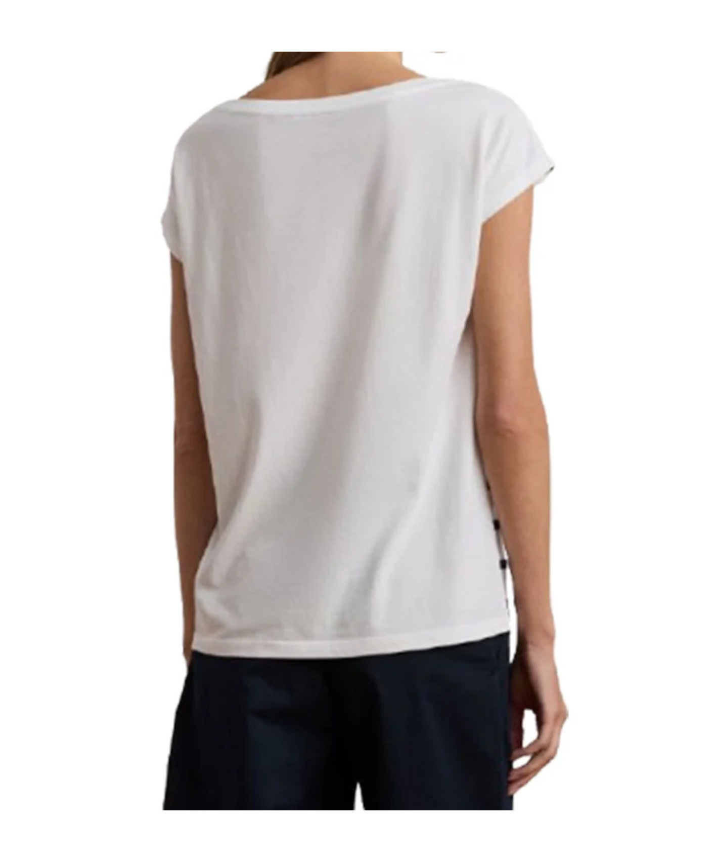 Polo Ralph Lauren Striped Anchor-graphic Jersey Tee In White