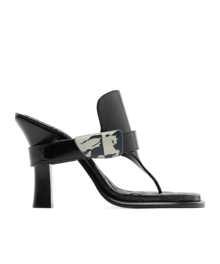 Burberry Prorsum Woman Thong Sandal Black Size 8 Leather In Black