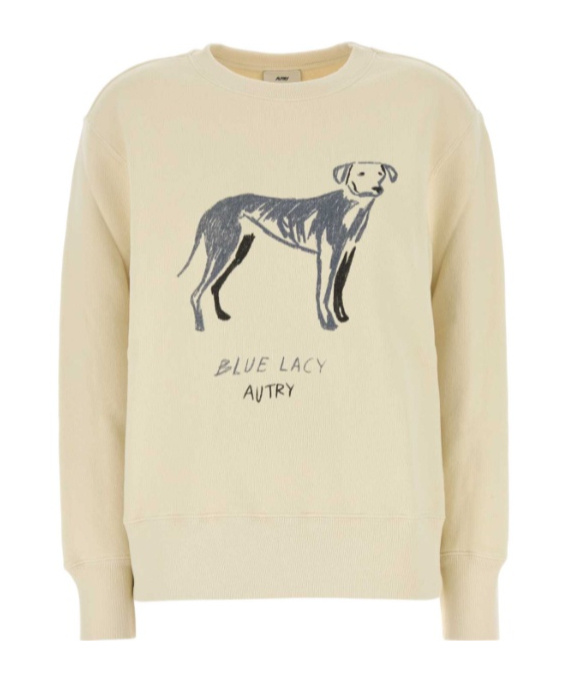 Autry Cotton Crew Neck Graphic Print Sweatshirt In Nude