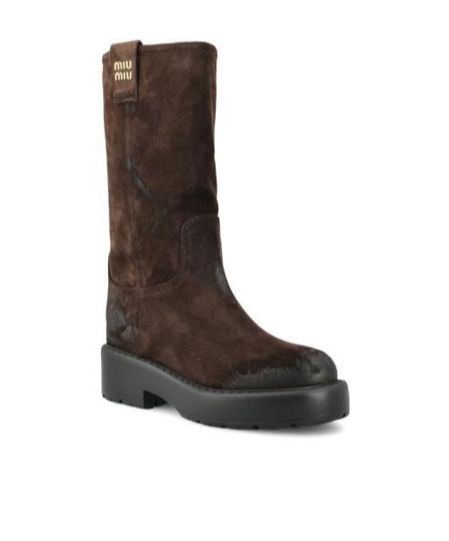 Miu Miu Logo Short Boots In Black