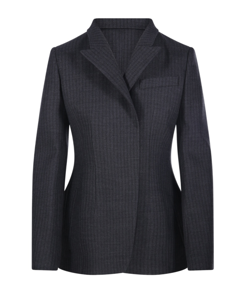 Fendi Striped Suit Coat In Black