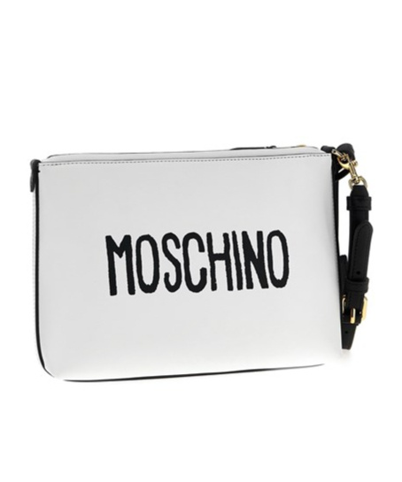 Moschino Zippered Clutch In White