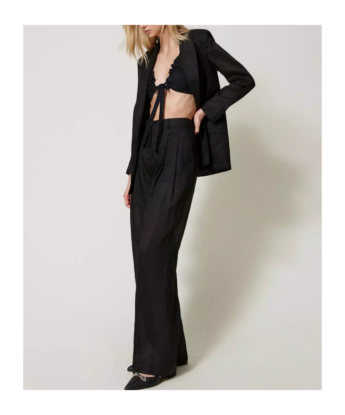 Twinset Pleated Tailored Trousers In Black