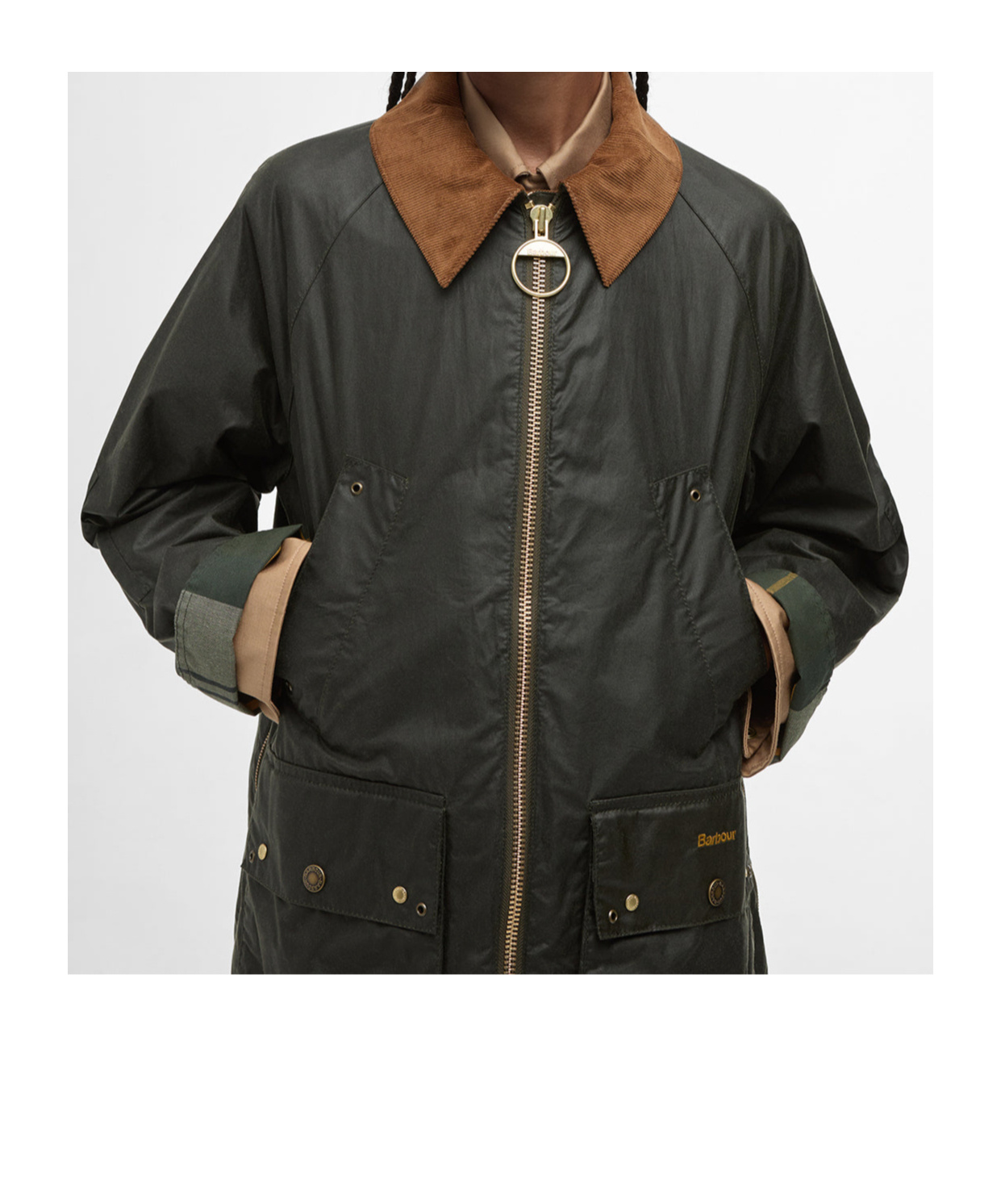 Barbour Highclere Hooded Waxed Jacket In Olive Green
