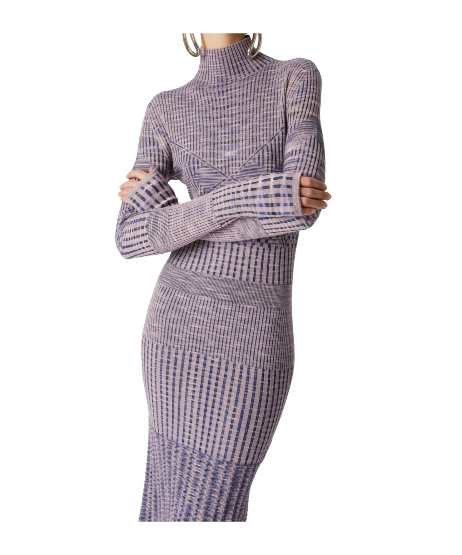 Missoni Woman Midi Dress Lilac Size 6 Wool In Purple