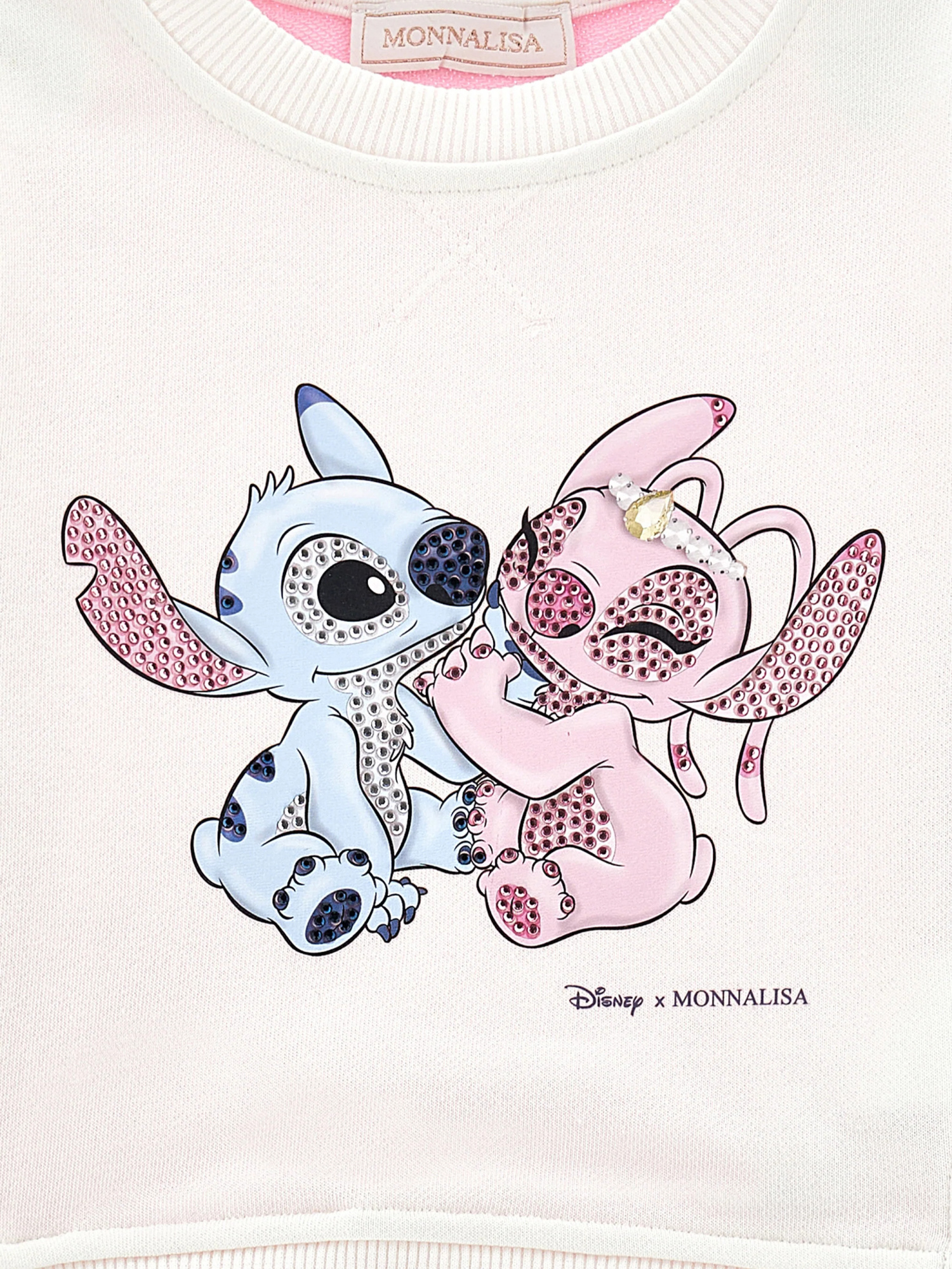 Monnalisa Pink Sweatshirt With Stitch Angel Print