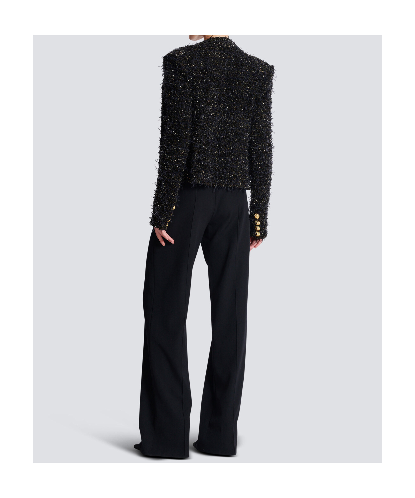 Shop Balmain Edge-to-edge Tweed Jacket In Black
