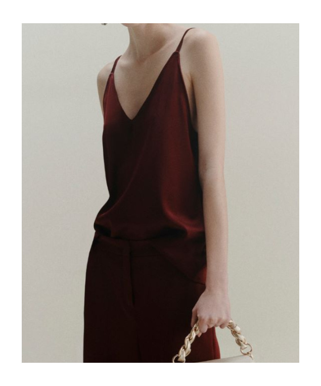 Marella Satin Camisole Top In Burgundy