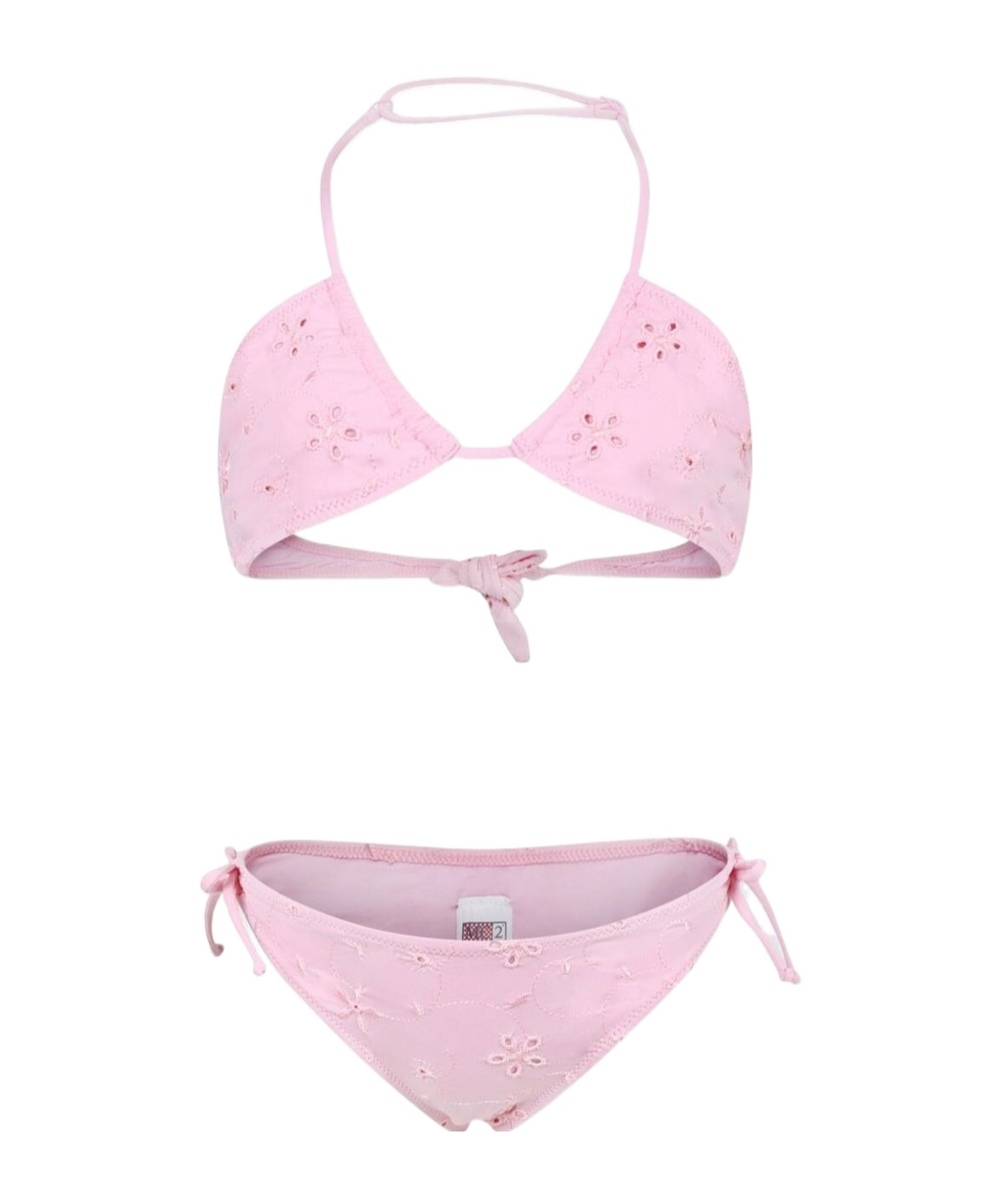 Mc2 Saint Barth Kids Aryanna Bikini With Floral Embroidery In Pink