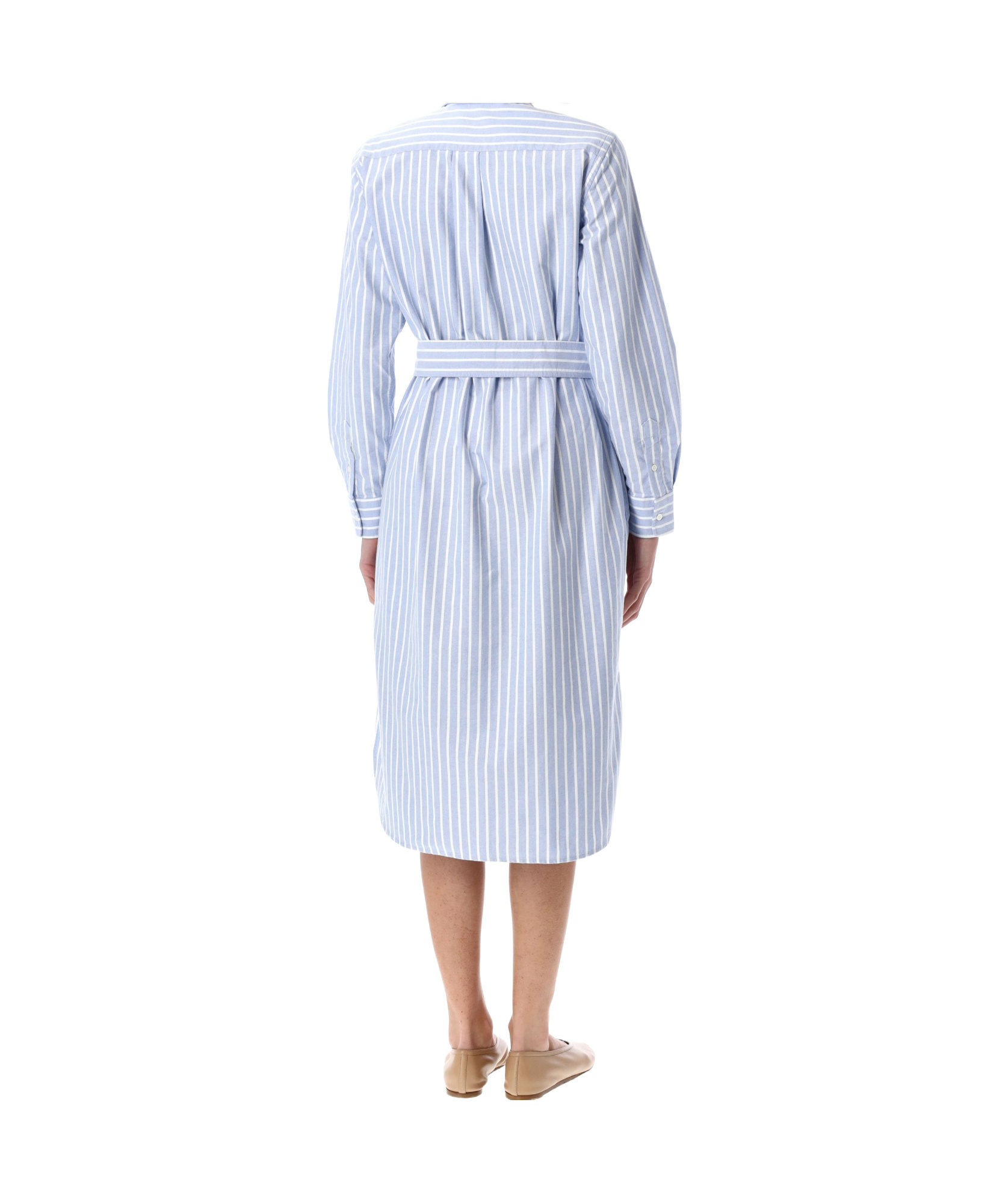 Polo Ralph Lauren Embroidered Poplin Shirt Dress With Belted Waist In Blue