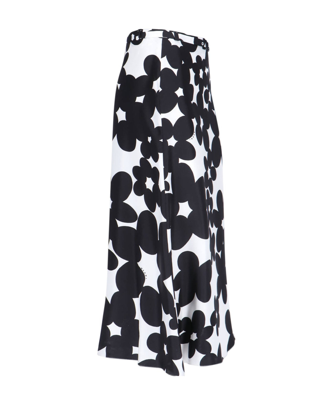 Marni Floral Pattern High Waist A-line Skirt In Black