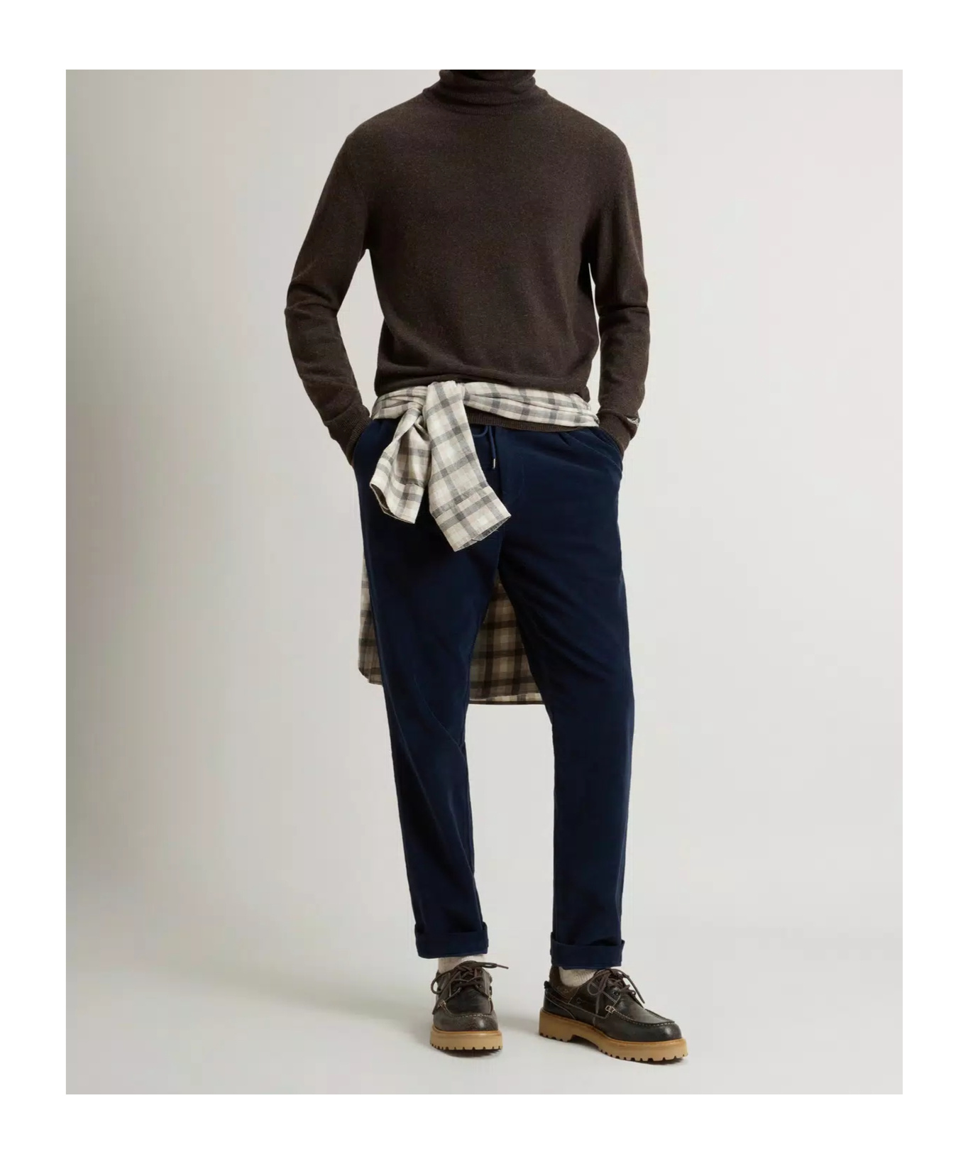 Woolrich High Neck Brown Wool Sweater In Brown