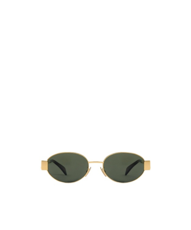 Celine Triomphe Metal 01 Metal Elliptical Sunglasses In Green
