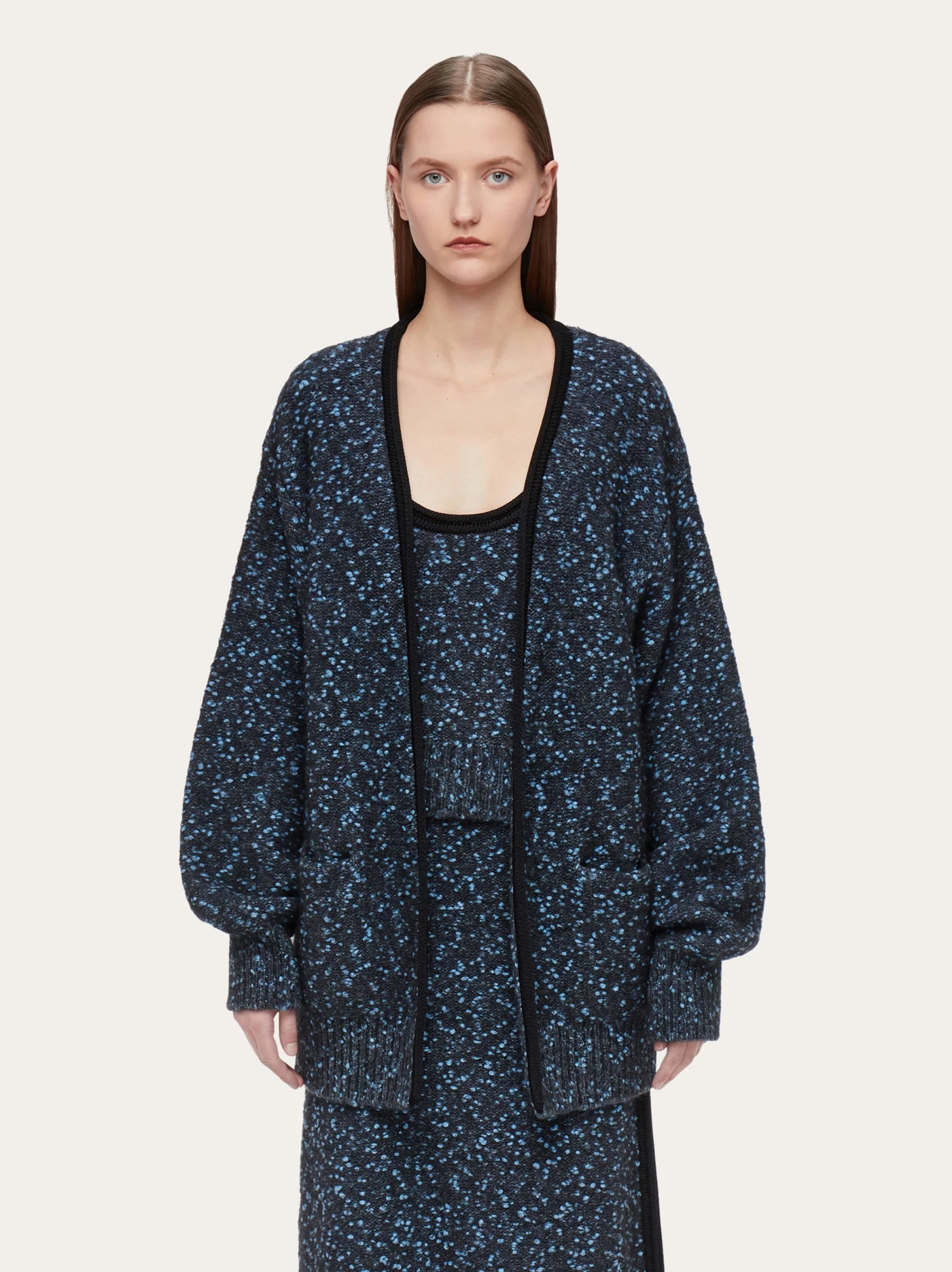 Ferragamo Loop Wool Cardigan In Black