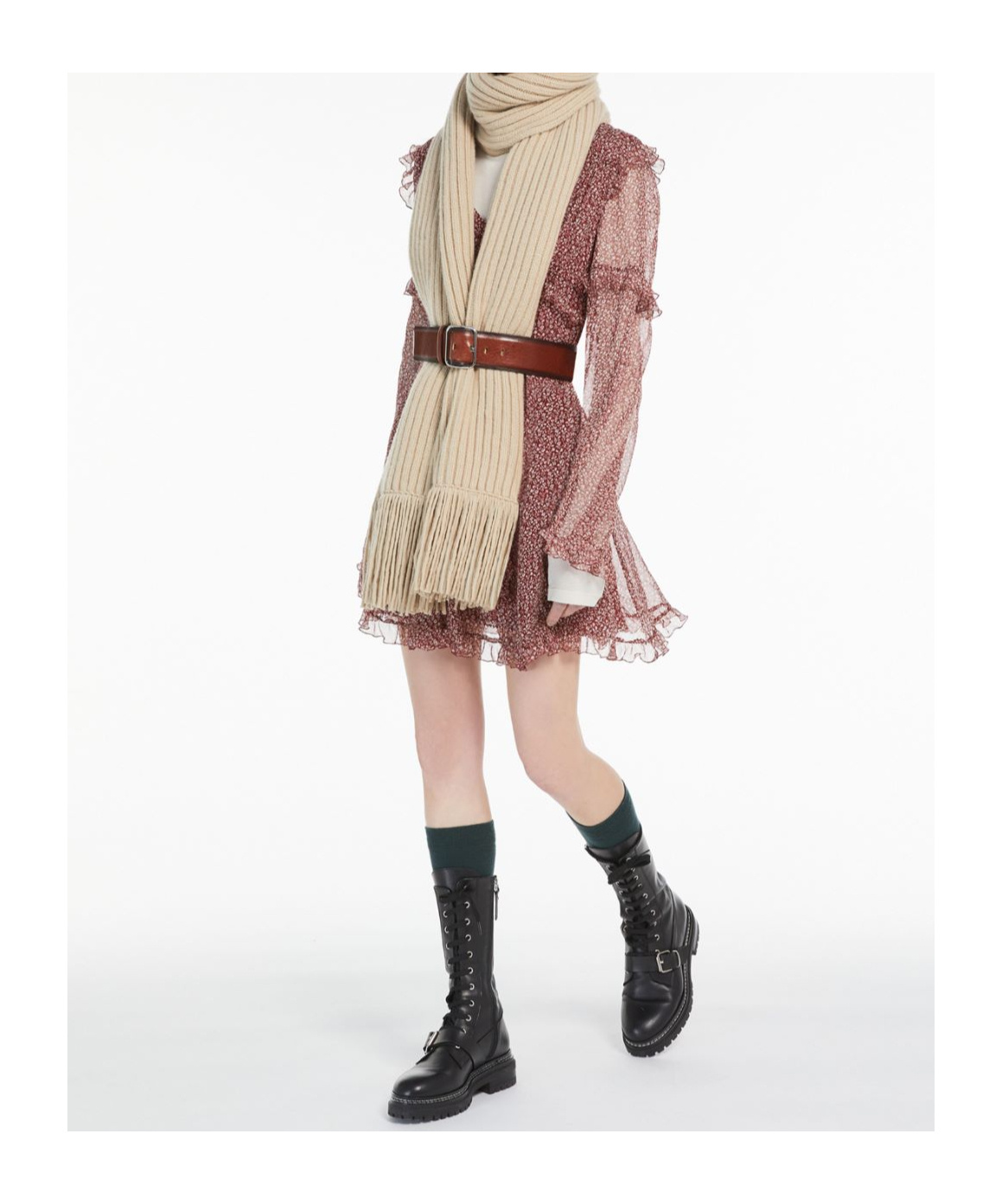 Weekend Max Mara Long-sleeved Dress In Brown