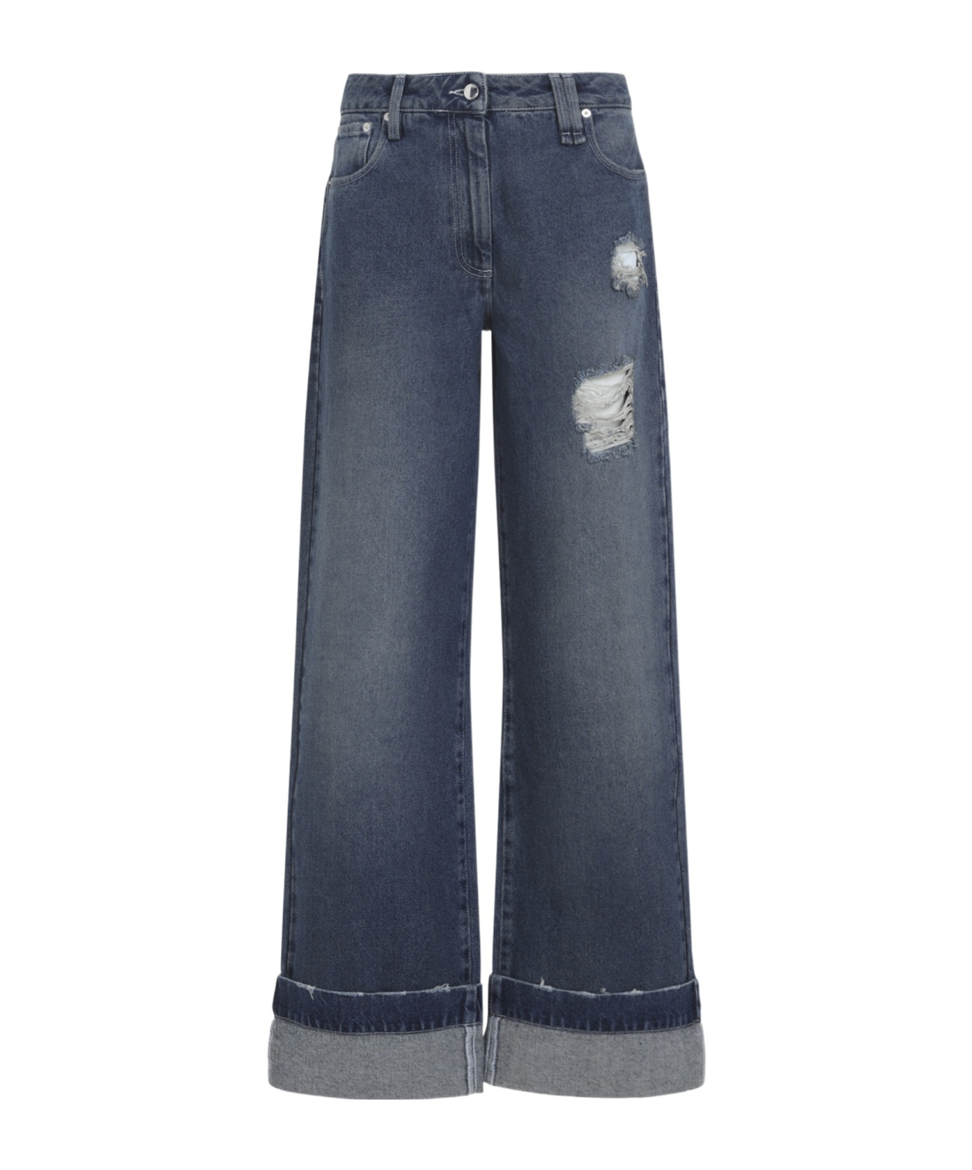 Simone Rocha Distressed Straight Leg Jeans In Black