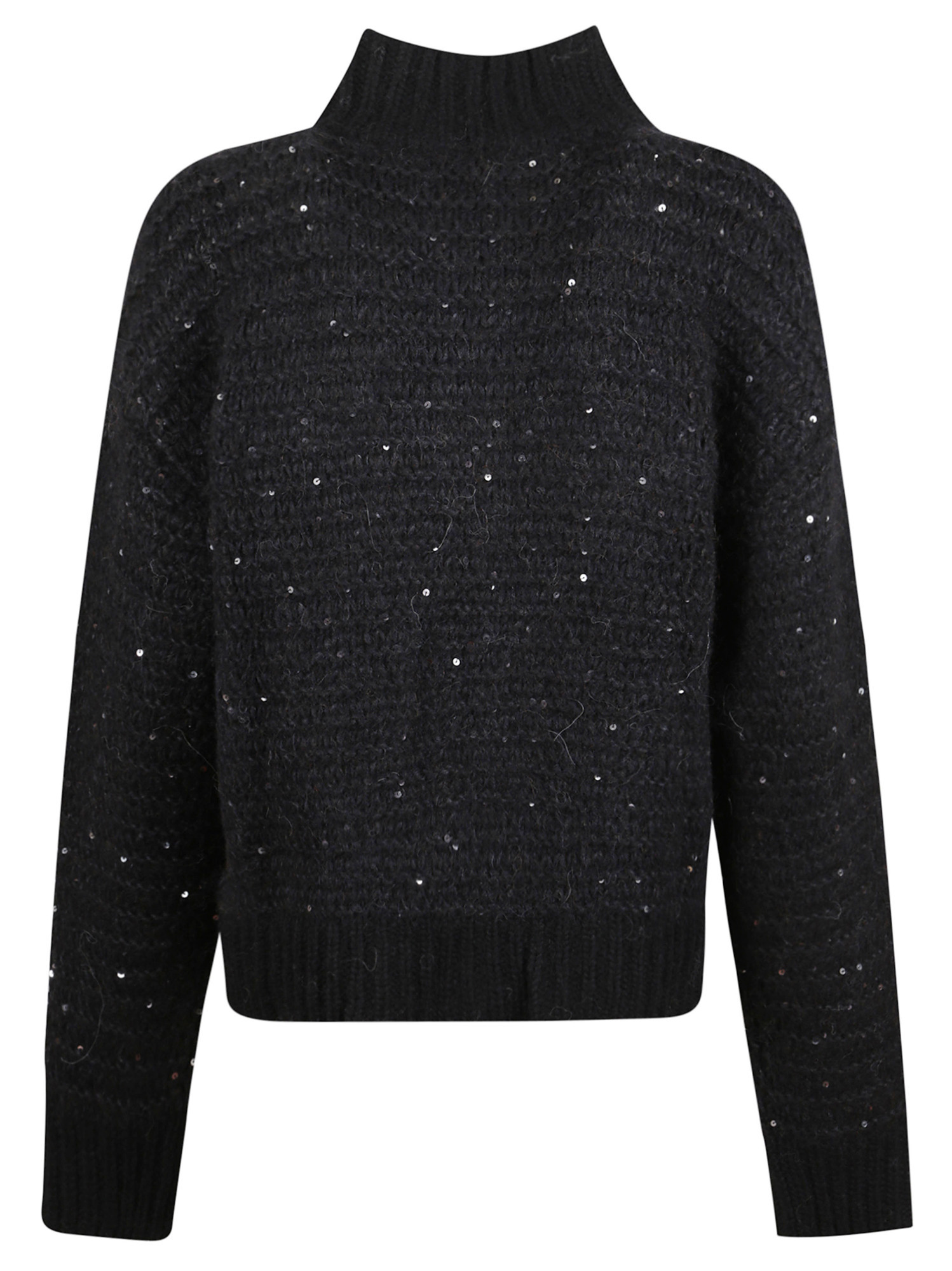 Peserico High-neck Knitted Cardigan In Black