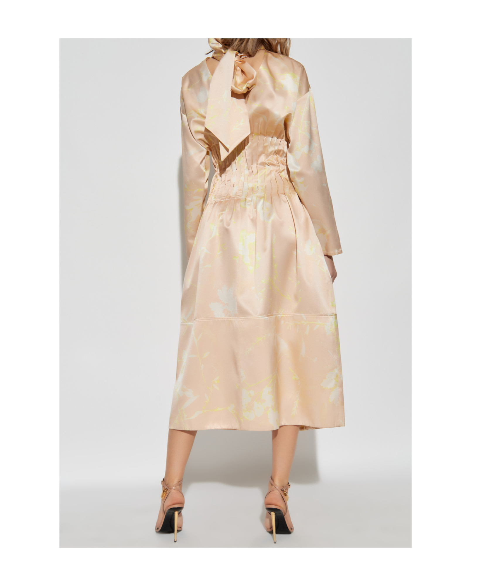 Fabiana Filippi Fitted Waist Floral Printed Midi Dress In Neutral