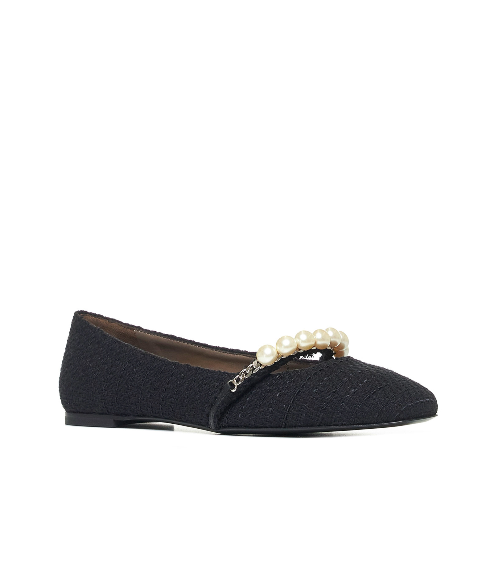 Shop Roberto Festa Tweed Ballerina Shoes In Black
