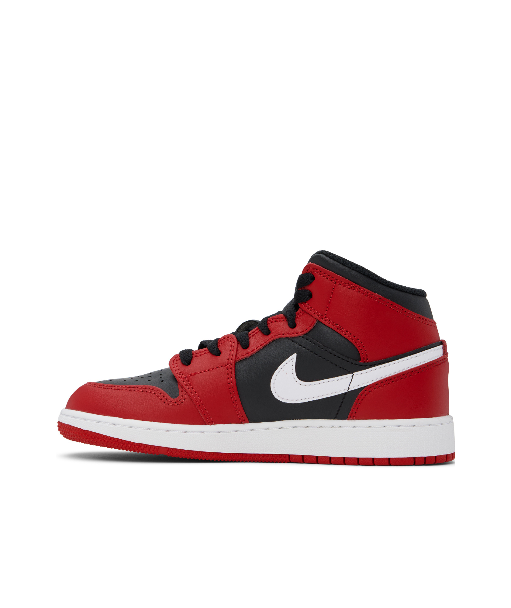 Nike Big Kids Black & Red Air Jordan 1 Mid Sneakers In Black Red