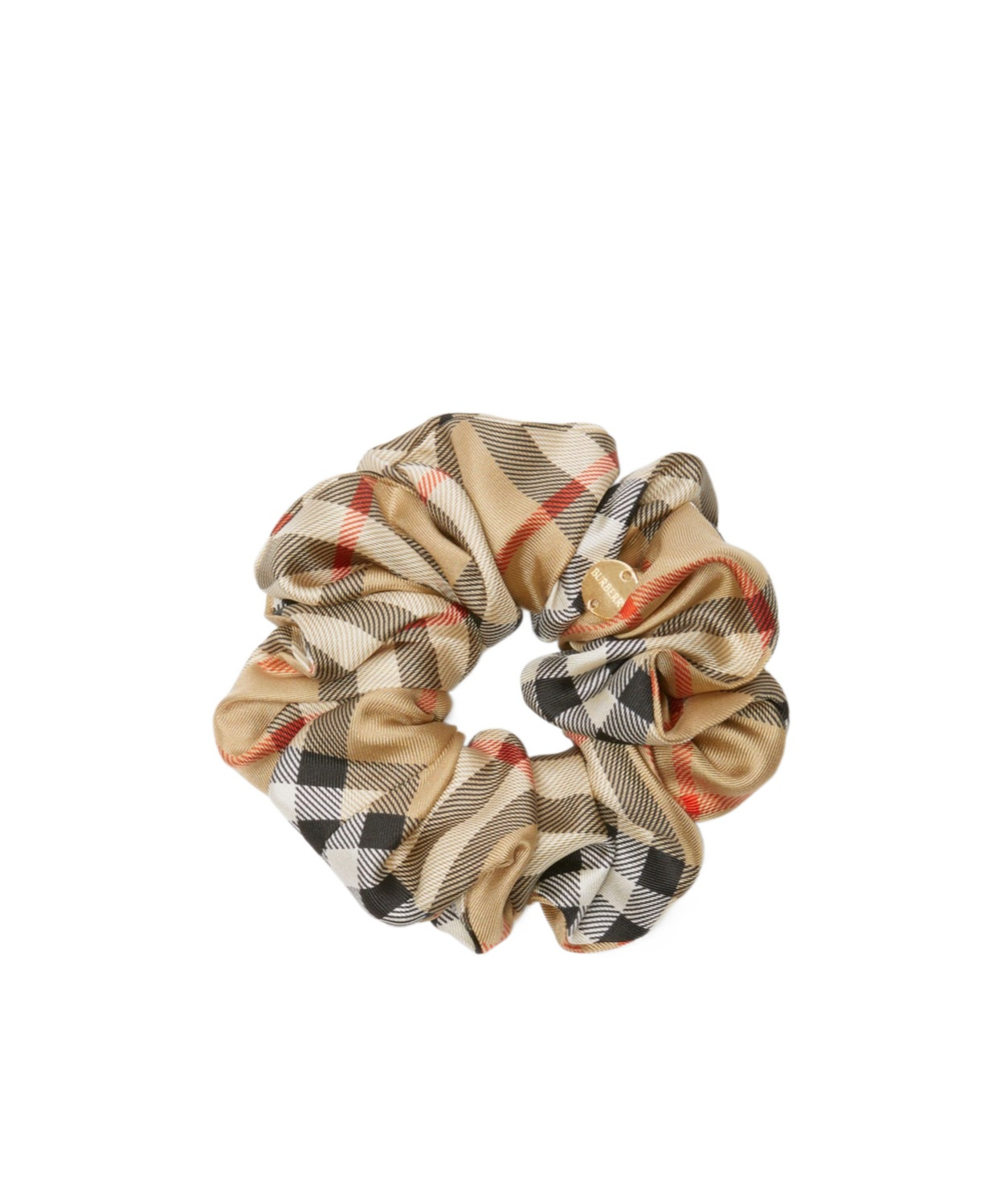 Burberry Check-print Silk Scrunchie In Sand-colored