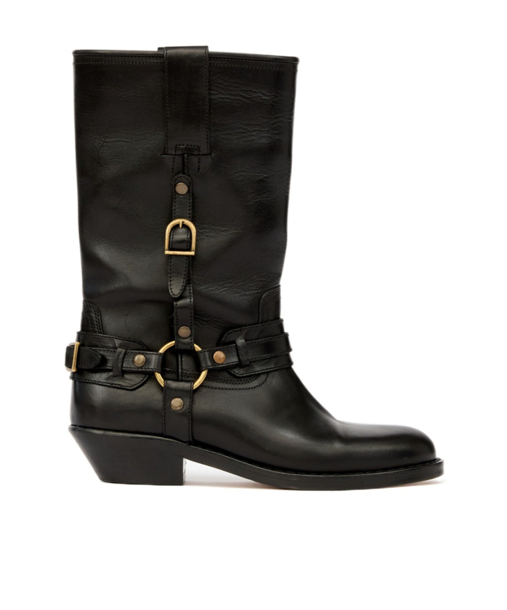 Isabel Marant Knee-high Leather Boots With Buckle Detail In Black
