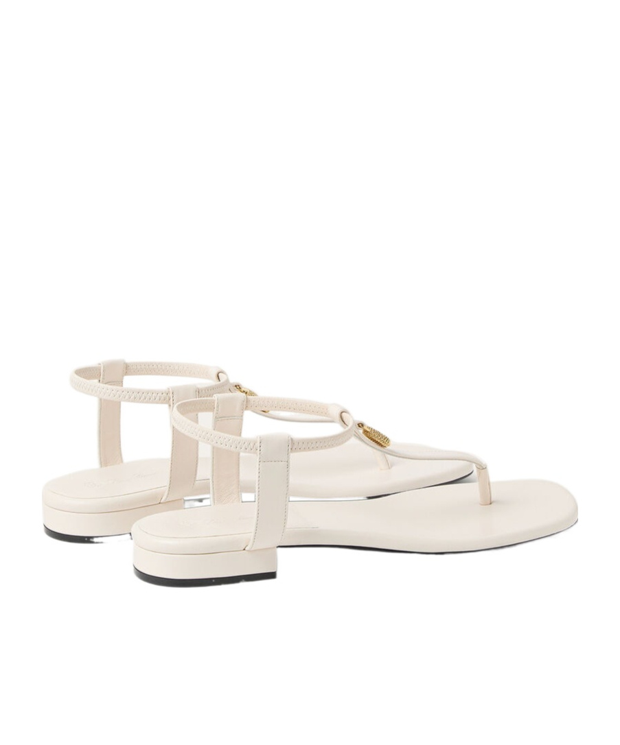Loro Piana Mindil Embellished Leather Thong Sandals In Whispering White