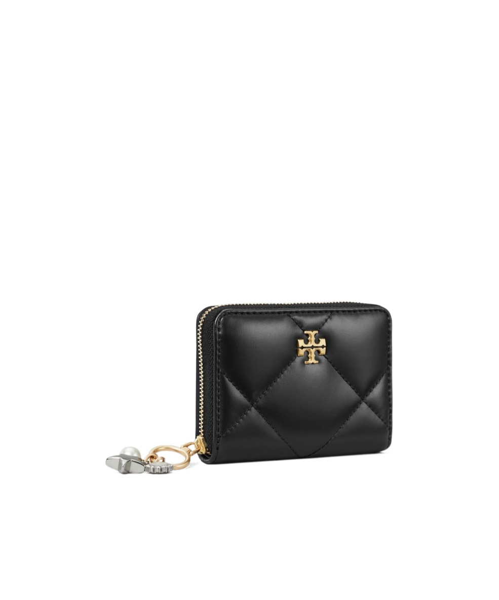 Tory Burch Kira-charm Quilted Wallet In Black