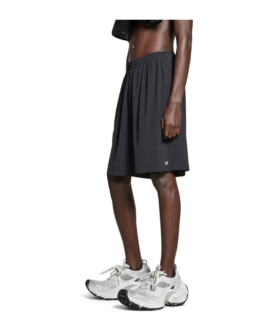 Balenciaga Activewear Stretch Bermuda Shorts In Black