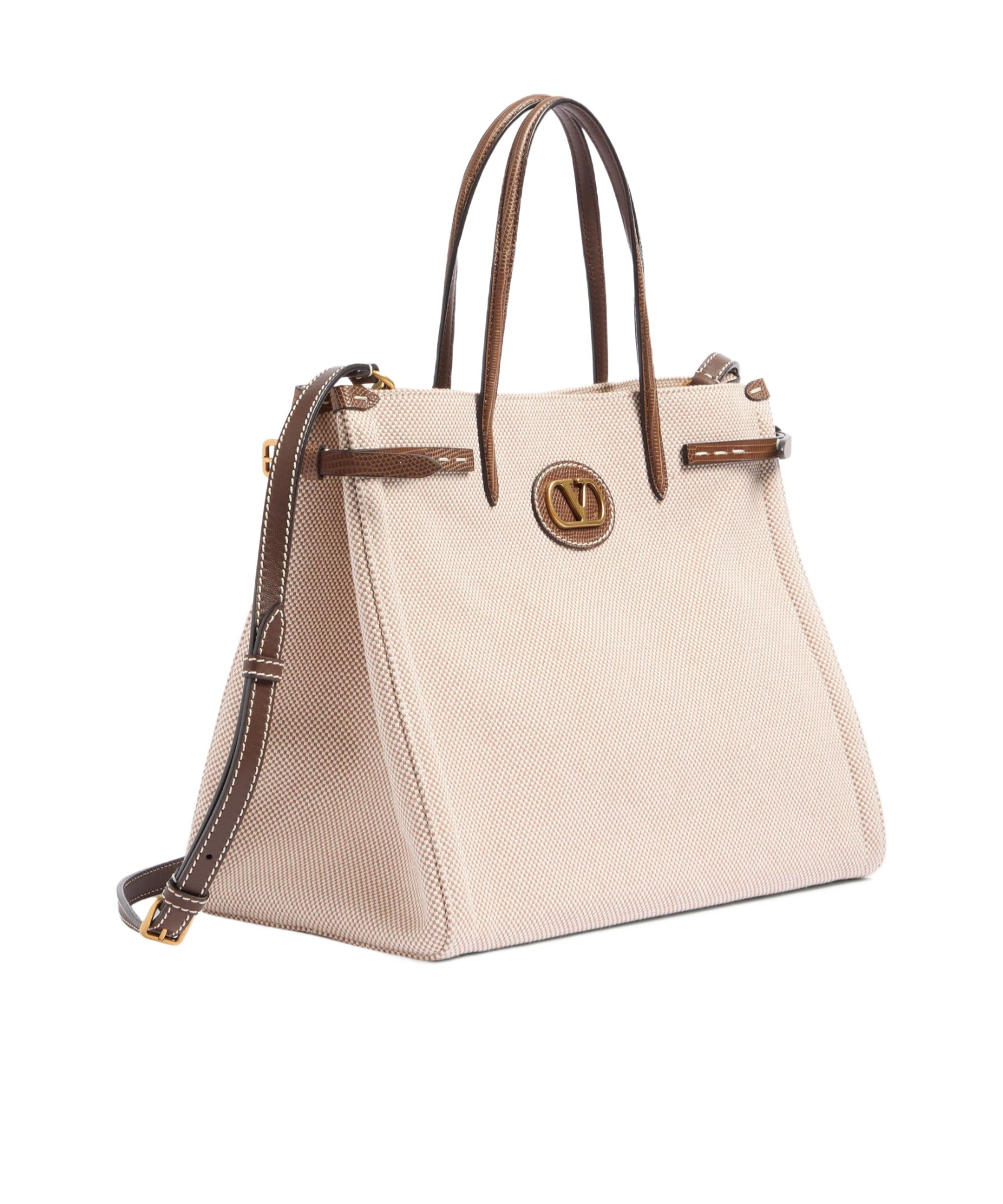 Valentino Medium Magnetic Buckle Shoulder Bag In Nude