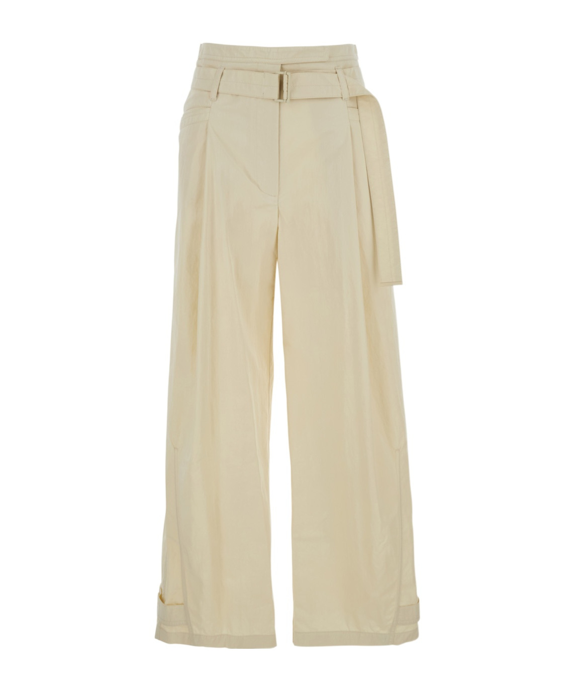 Low Classic Double Belt Pleated Trousers In Beige