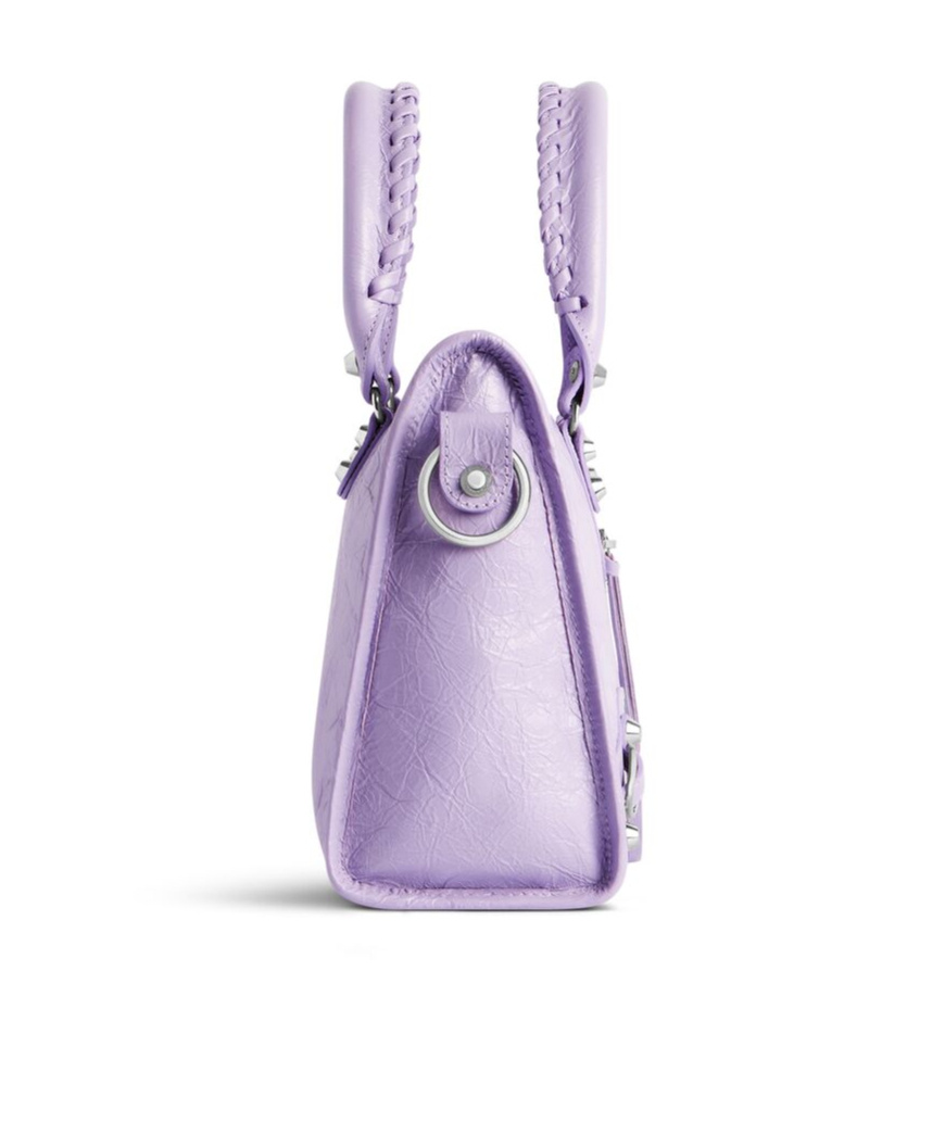 Balenciaga Le City Small Embellished Textured-leather Tote In Light Purple