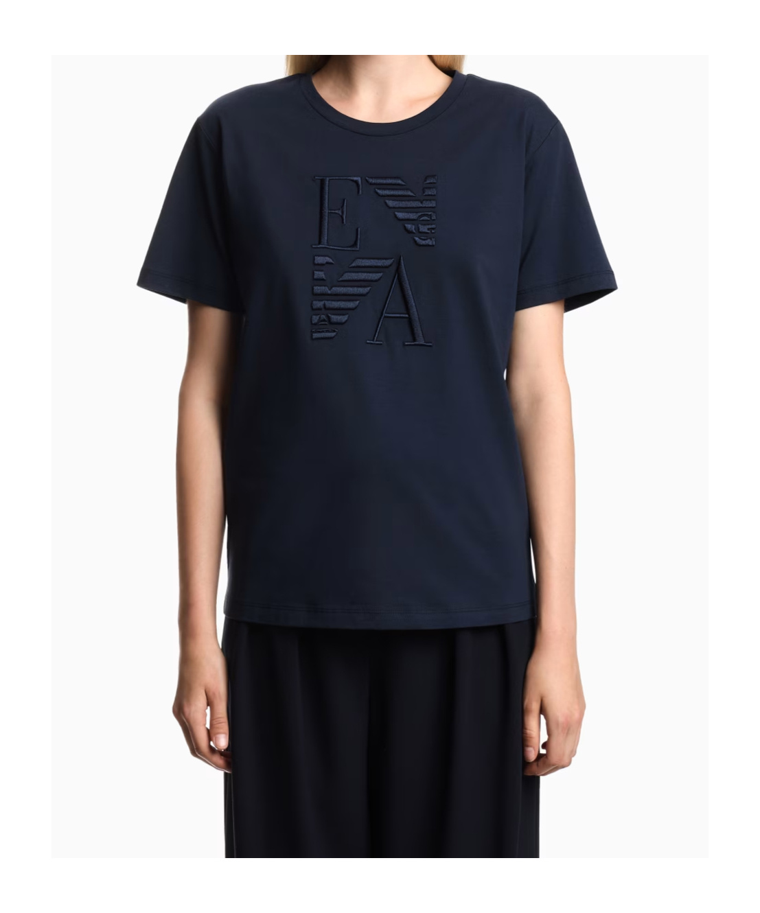 Emporio Armani Asv Winter Urbanism Capsule Collection Organic-jersey T-shirt With Logo Embroidery In Blue