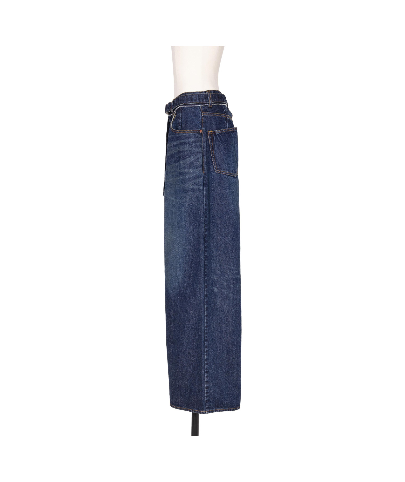 Sacai Belted High-rise Wide-leg Jeans In Blue