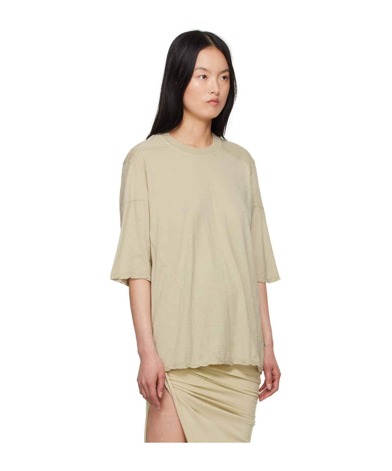 Rick Owens Drkshdw Rib T-shirt With Round Neck In Gray