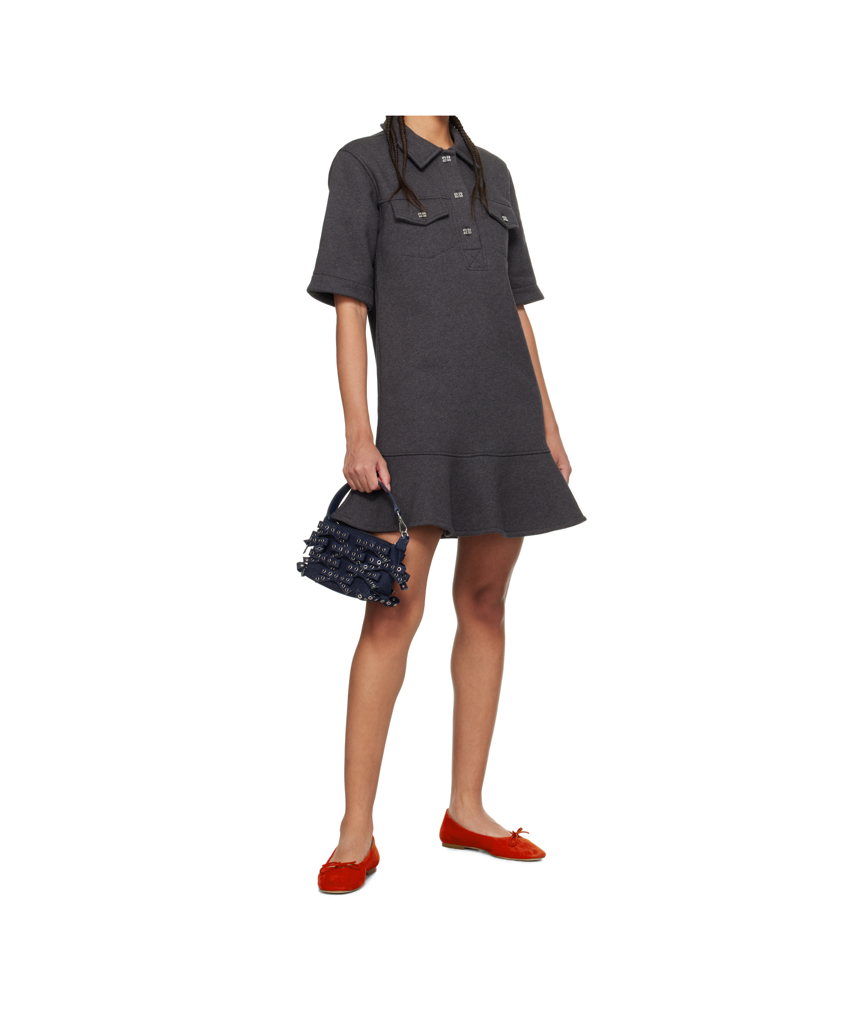 Shop Ganni Short Sleeve Dress In Black
